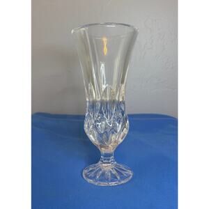 Vintage Crystal Bud Vase Clear Cut Glass Pedestal Fluted Design 8"H ; 3  1/2" W
